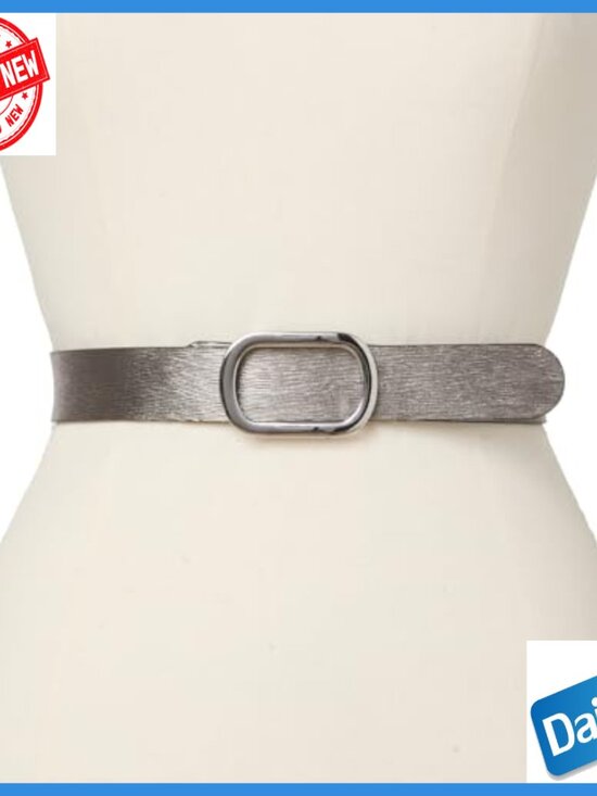 Genuine Leather Belt with Gold Buckle Hardware, Made in Italy, Large